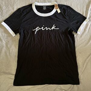 PINK Sporty Black and White Tee